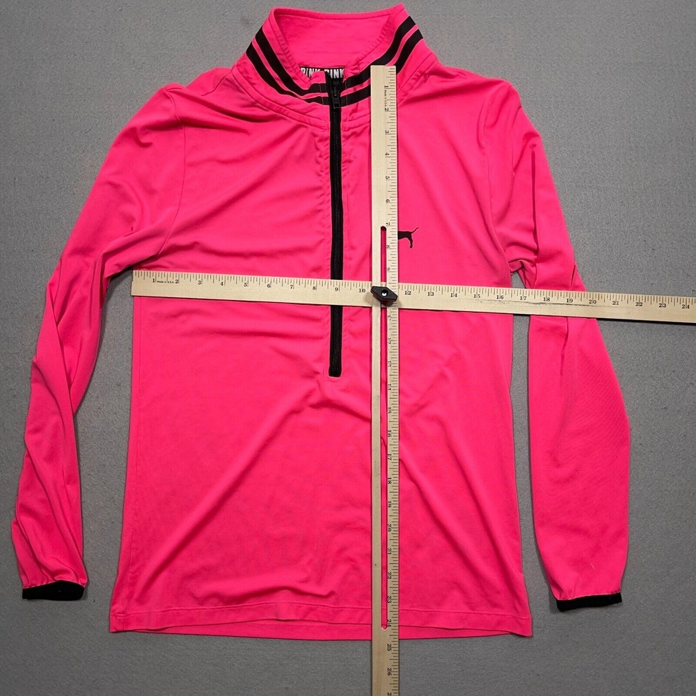 Pink Victoria Secret Pullover Women Medium Quarter Zip Neon Pink Athleisure Y2K - Picture 2 of 9